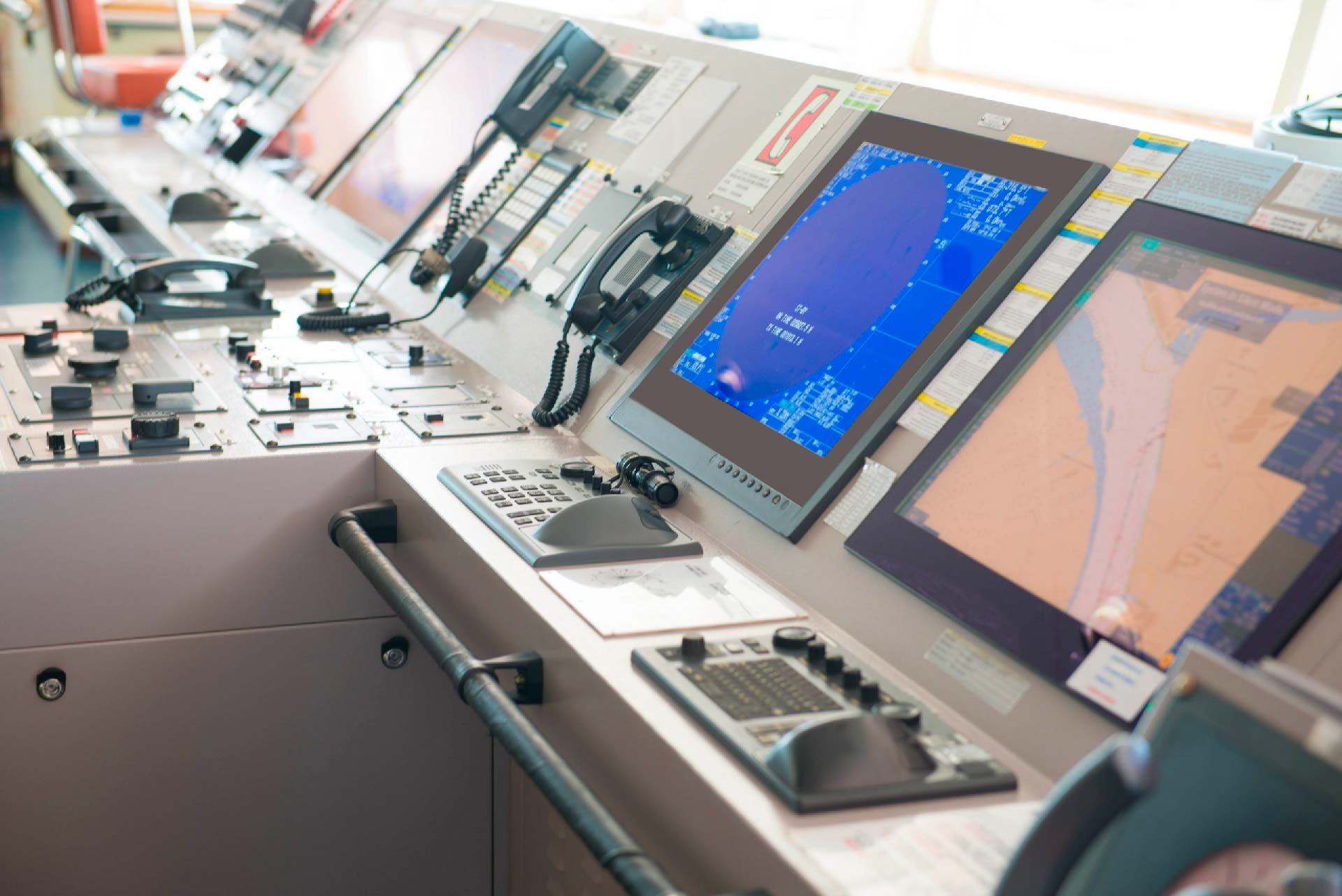 Maritime operations center screens and consoles